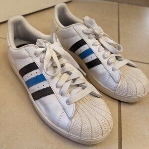 Adidas Originals Superstar II Leather White Blue size 9.5 Classic Clamshell